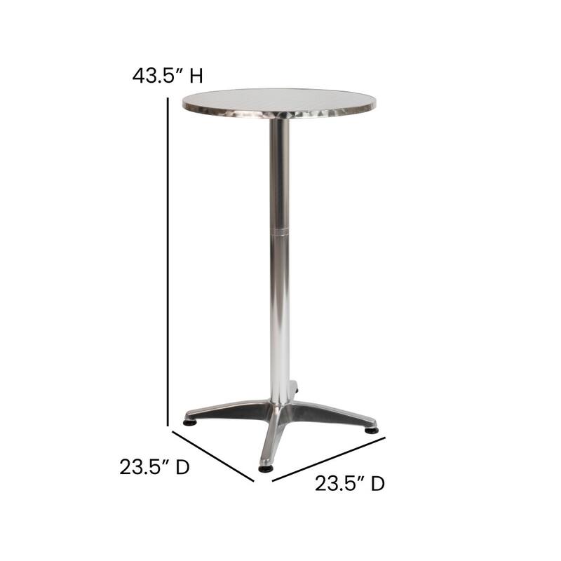 Indoor/Outdoor 23.5" Aluminum Round Bar Height Table with Cross Base