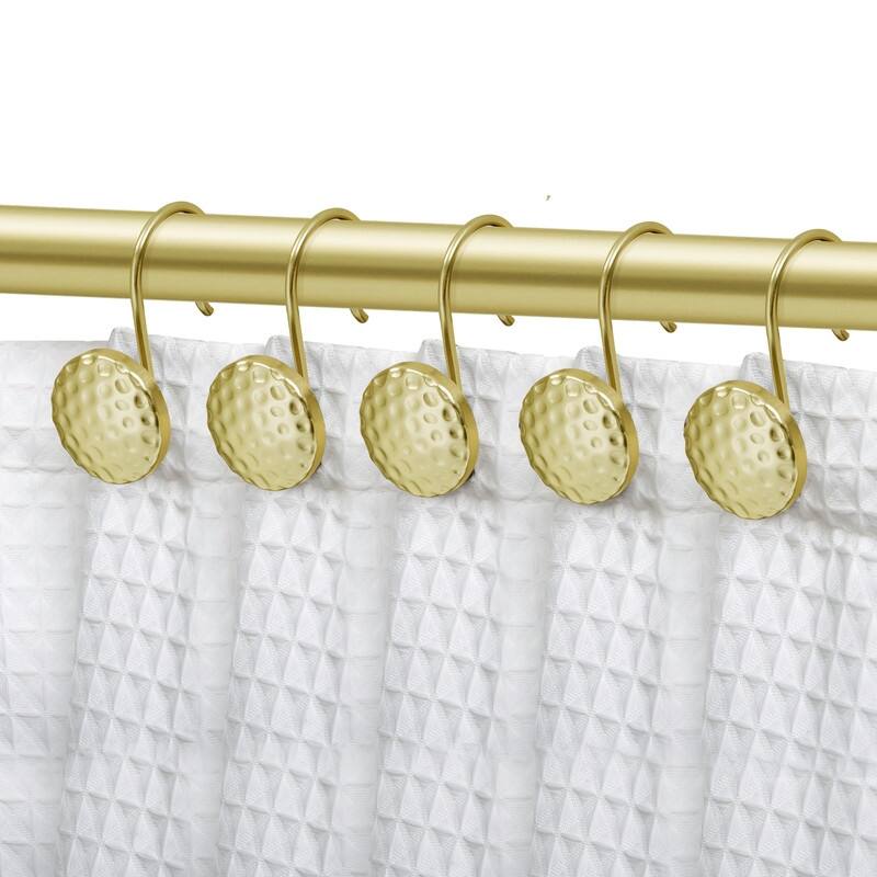 Utopia Alley Shower Rings Hooks, Shower Curtain Rings Hooks for Bathroom, Rust Resistant Shower Curtain Hooks Rings, Set of 12 - Gold