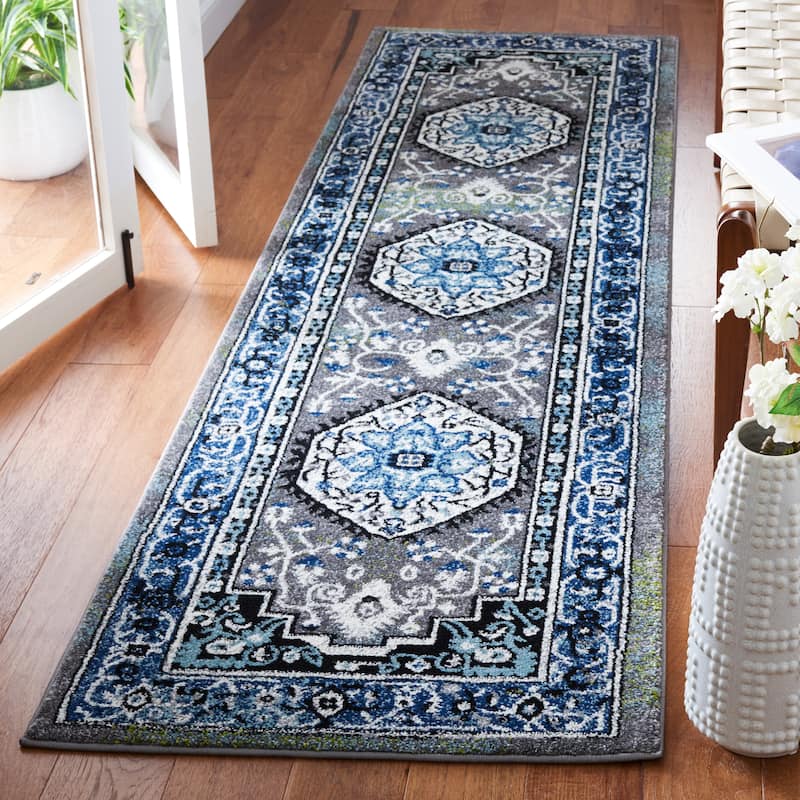 SAFAVIEH Vintage Hamadan Madge Rug - 2'3" x 8' Runner - Blue/Grey