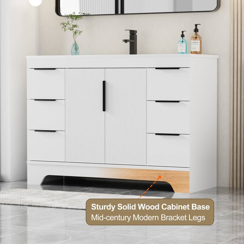 Vertical Stripes Bathroom Vanity Set with Sink Top & Faucet