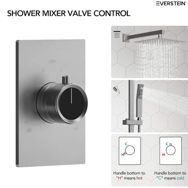 Slide Bar High-Pressure Balancing Shower System 10" Rainfall Shower Head with Handheld Shower