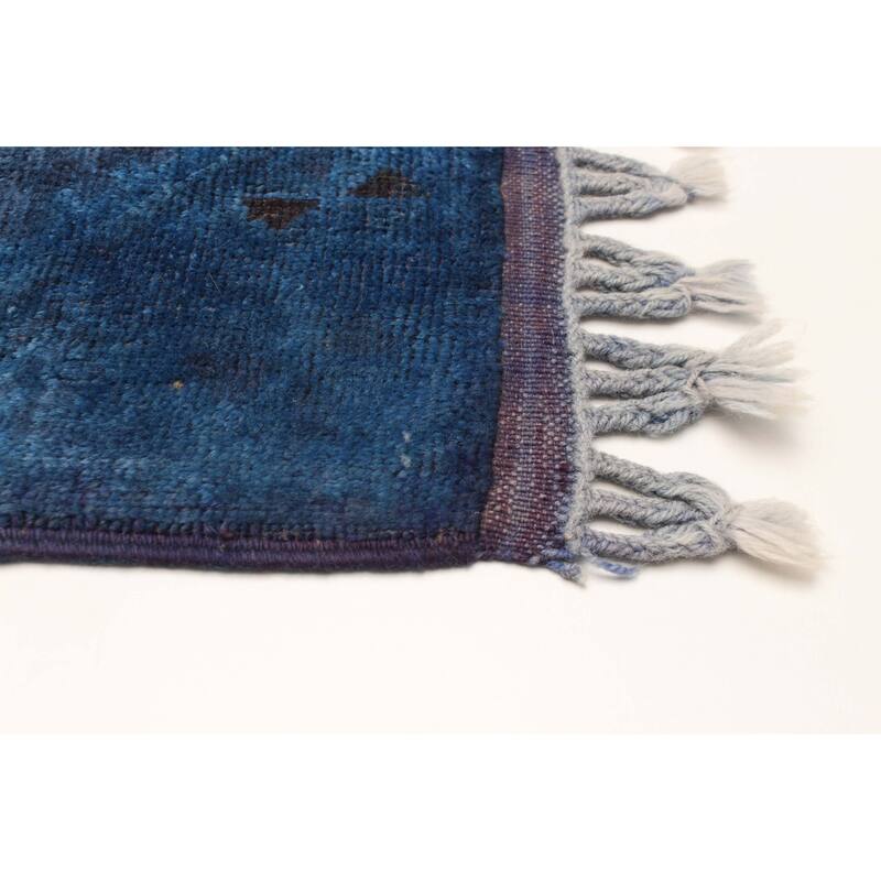 ECARPETGALLERY Hand-knotted Color Transition Blue Wool Rug - 2'6 x 8'8