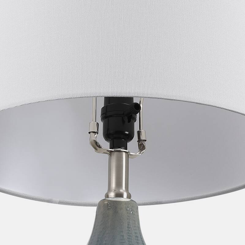 Ebern 3-Way Blue Ceramic Table Lamp with White Shade - 21 in. H