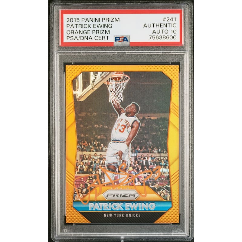 Patrick Ewing 2015 Panini Orange Prizm Signed Card #241 Auto Graded PSA 10 - 8'6" x 11'6"