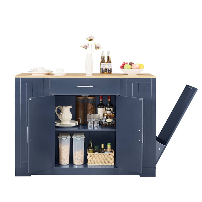53" Kitchen Storage Islands with Drawers and Trash Can Storage for Kitchen & Dining, 53.2"W x 20.9"D x 38.0"H