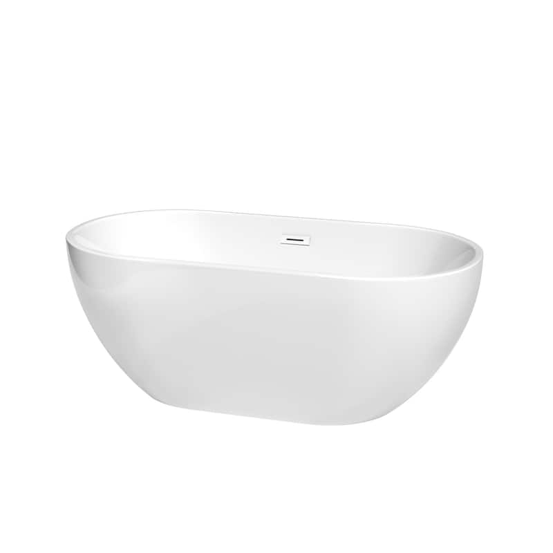 Wyndham Collection Brooklyn 60" Free Standing Acrylic Soaking Tub with - White / Shiny White Trim