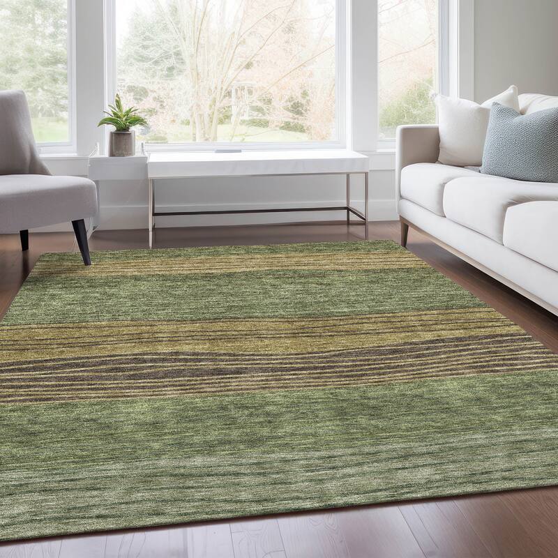 Machine Washable Indoor/ Outdoor Chantille Modern Stripes Rug