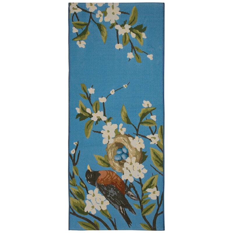 Liora Manne Esencia Robin's Nest Indoor/Outdoor Mat - 1'11" x 4'11" - Blue