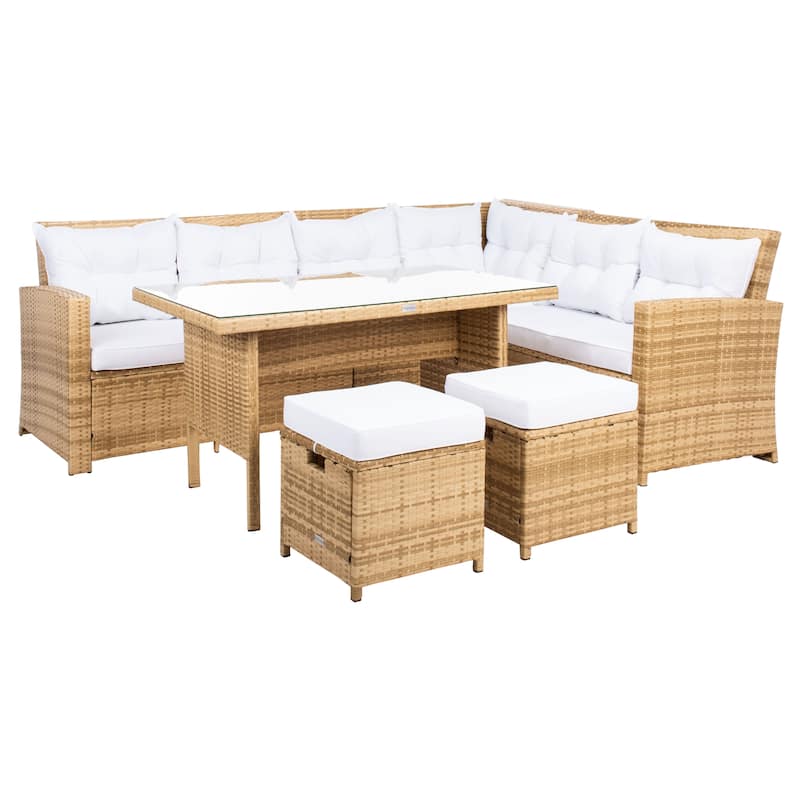 SAFAVIEH Outdoor Miki 5-piece Wicker Sectional Patio Dining Set