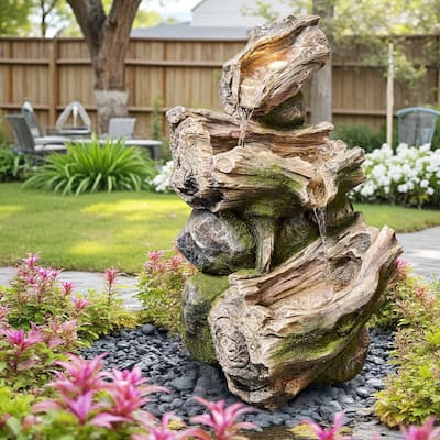 Polyresin Outdoor Rainforest Waterfall Fountain Weather Resistant with LED Lights