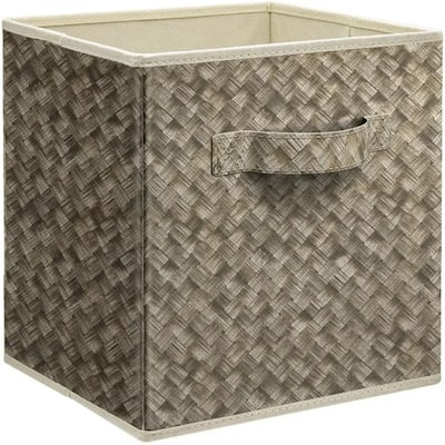 Brown Cotton Foldable Storage Cubes Set of 6 with Handles - 11.8 x 11.8 x 11.8 inches