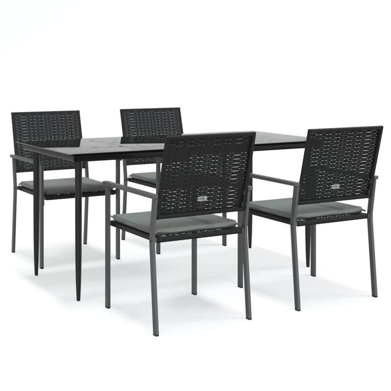vidaXL 3/5/7/9 Piece Patio Dining Set with Cushions Poly Rattan and Steel