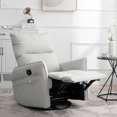 Rocking Recliner Chair,360 Degree Swivel Nursery Rocking Chair,Glider Chair,Modern Small Chair Home Theater Seat,Side Pocket