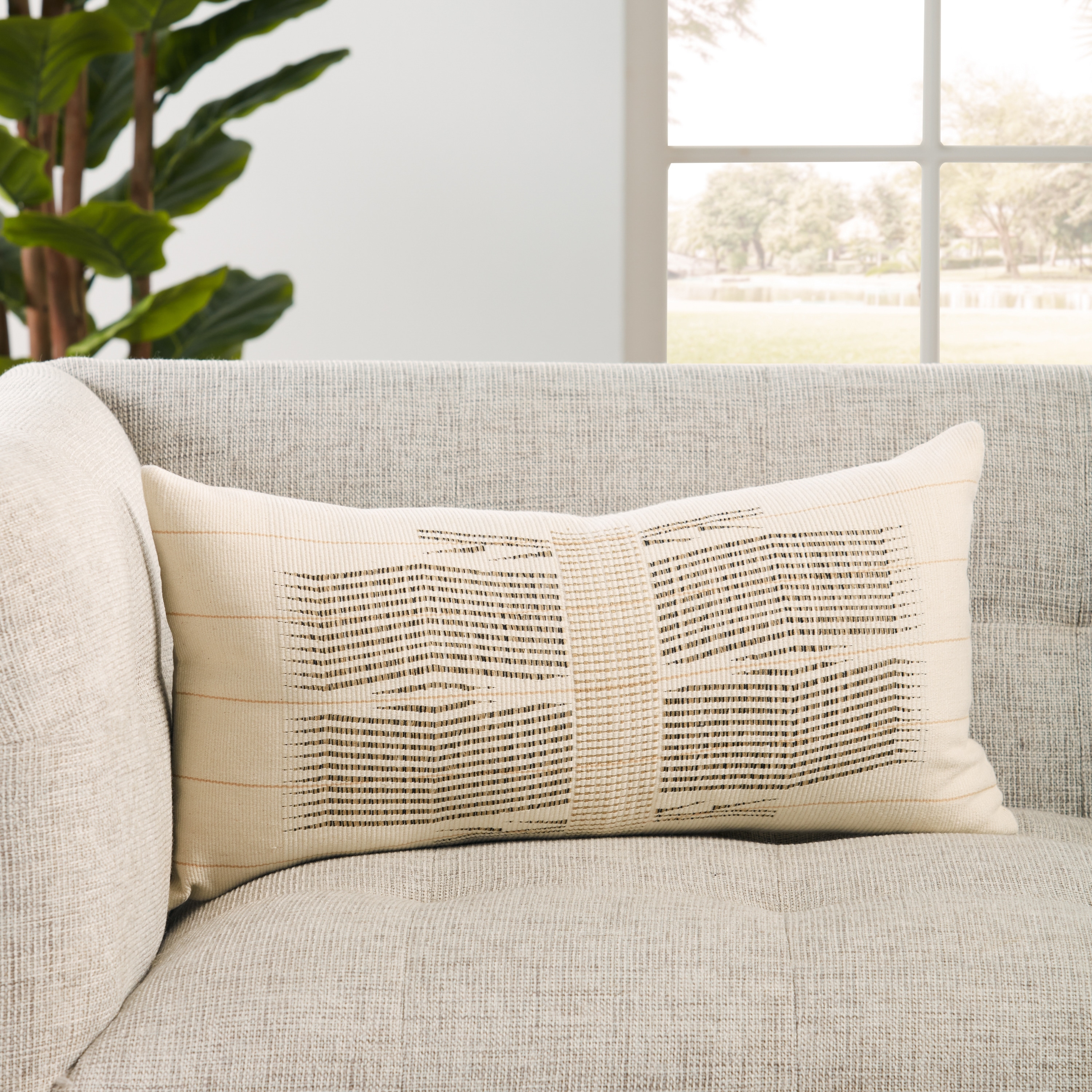 Noja Beige/ Ivory Tribal Lumbar Pillow