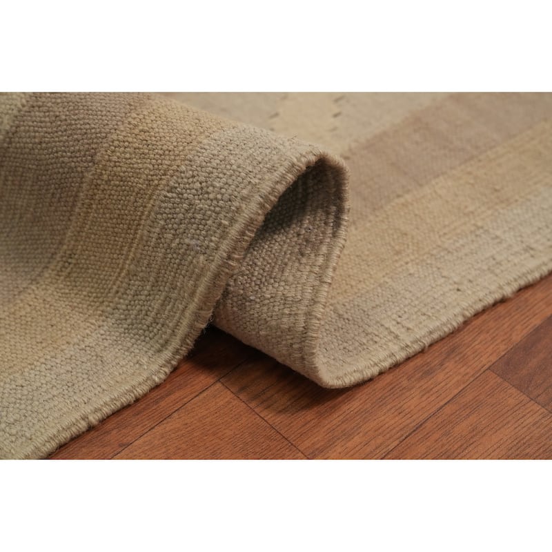 Hand Woven Oriental 100% Wool Carpet Southwestern Tribal Greys & Charcoal Kilim Area Rug - 9' 10'' X 6' 4''