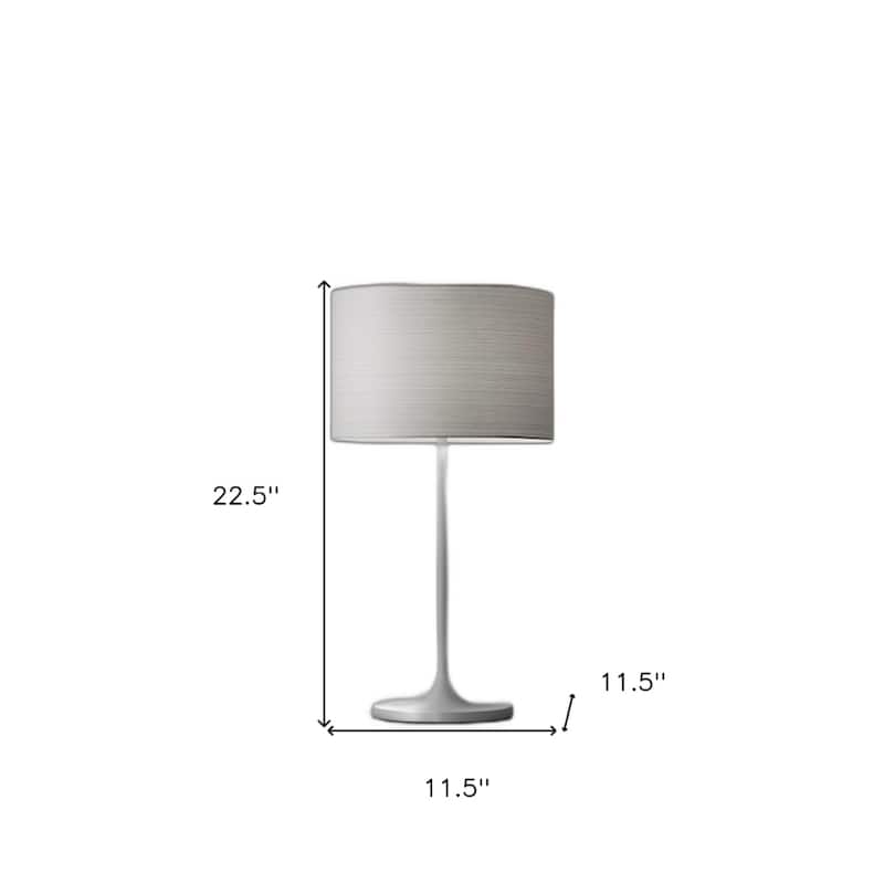 White Metal Base Table Lamp with Drum Paper Shade and Rotary Socket Switch - 11.5” x 11.5” x 22.5” (D x W x H)