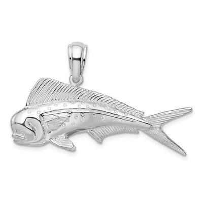 Diamond2Deal 925 Sterling Silver Mahi Mahi Fish Pendant (L-27mm, W-42mm)