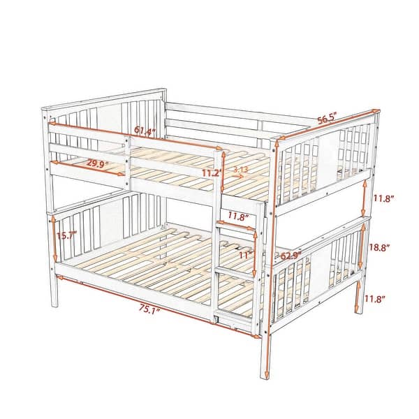 Full over Full Bunk Bed with Ladder for Bedroom