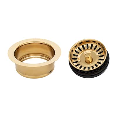 3.5-in Deluxe Garbage Disposal Drain w/ Basket in Polished Brass (D-130PB)