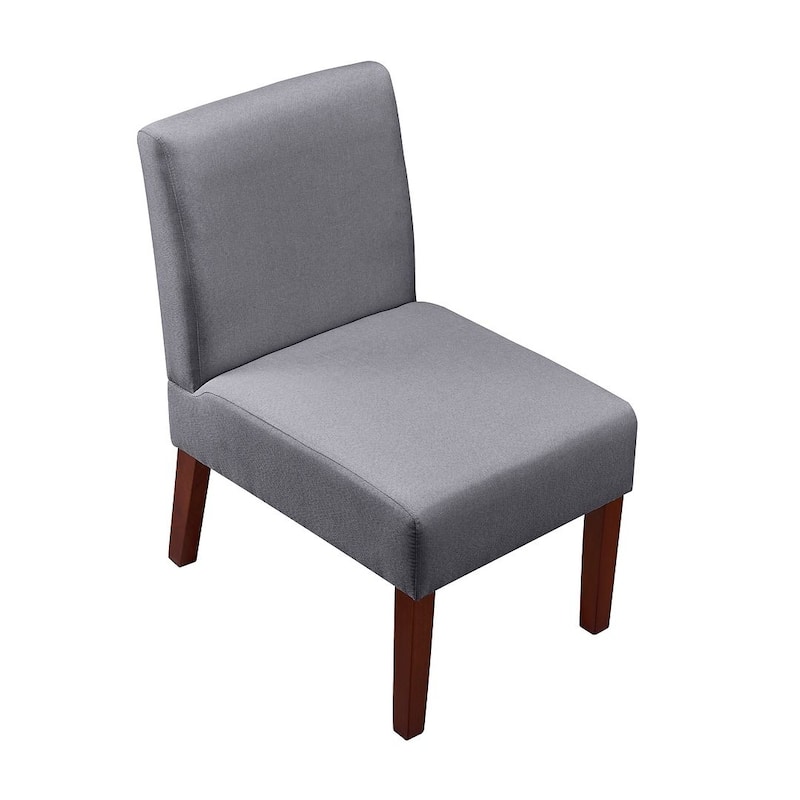 Modern Fabric Armless Chair Set of 2 with Round Wooden Table