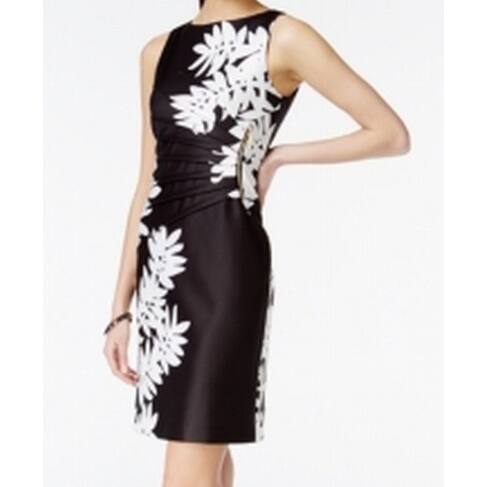 Shop Ivanka Trump New Black White Floral Print Women S Size 8 Sheath Dress Overstock 18853364
