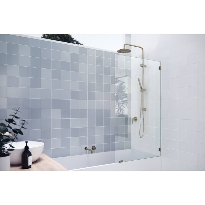 Glass Warehouse 58.25" x 33.5" Frameless Shower Bath Fixed Panel