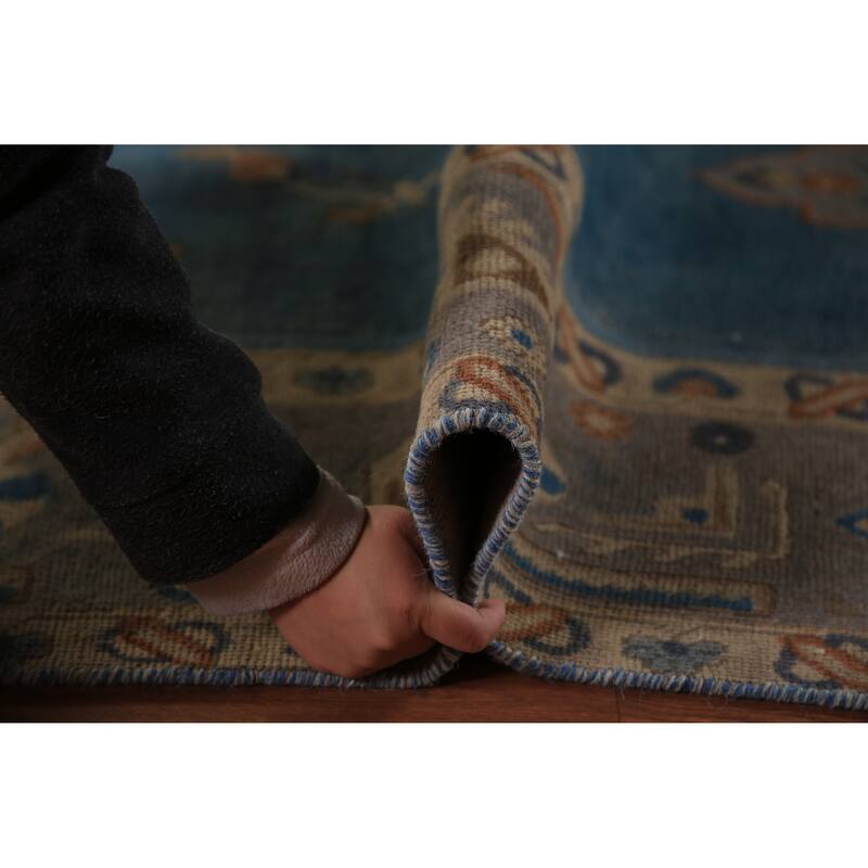 Traditional Blue Tabriz Persian Area Rug Hand-Knotted Wool Carpet - 9'4"x 12'5"