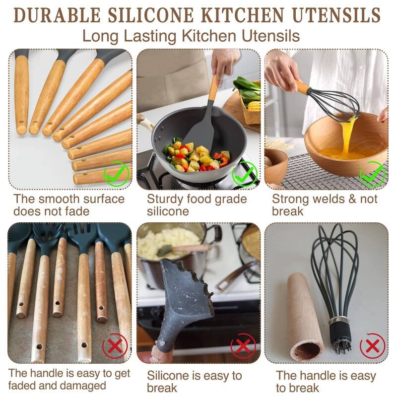 Kitchen Cooking Utensils Set, 33 pcs Non-Stick Utensils Spatula Set with Holder