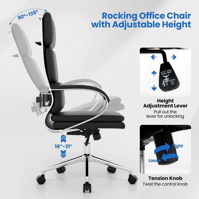 Gymax Ergonomic Leather Office Chair Executive Chair w/ Adjustable