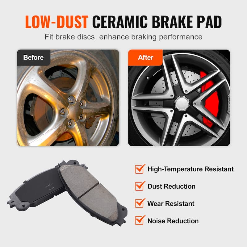 Front and Rear Brake Kit Drilled and Slotted Brake Rotors Ceramic Brake Pads Replacement