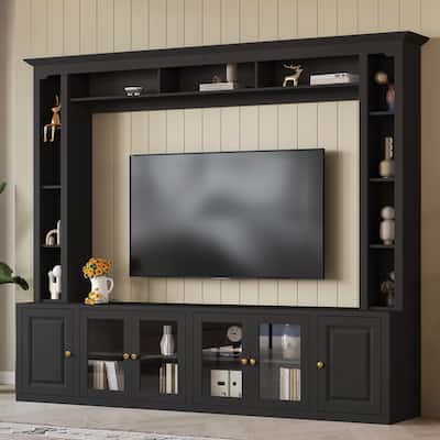4-Piece Modern Entertainment Center Wall Unit with Bookshelves - All-in-1 Large TV Stand for TVs Up to 80"