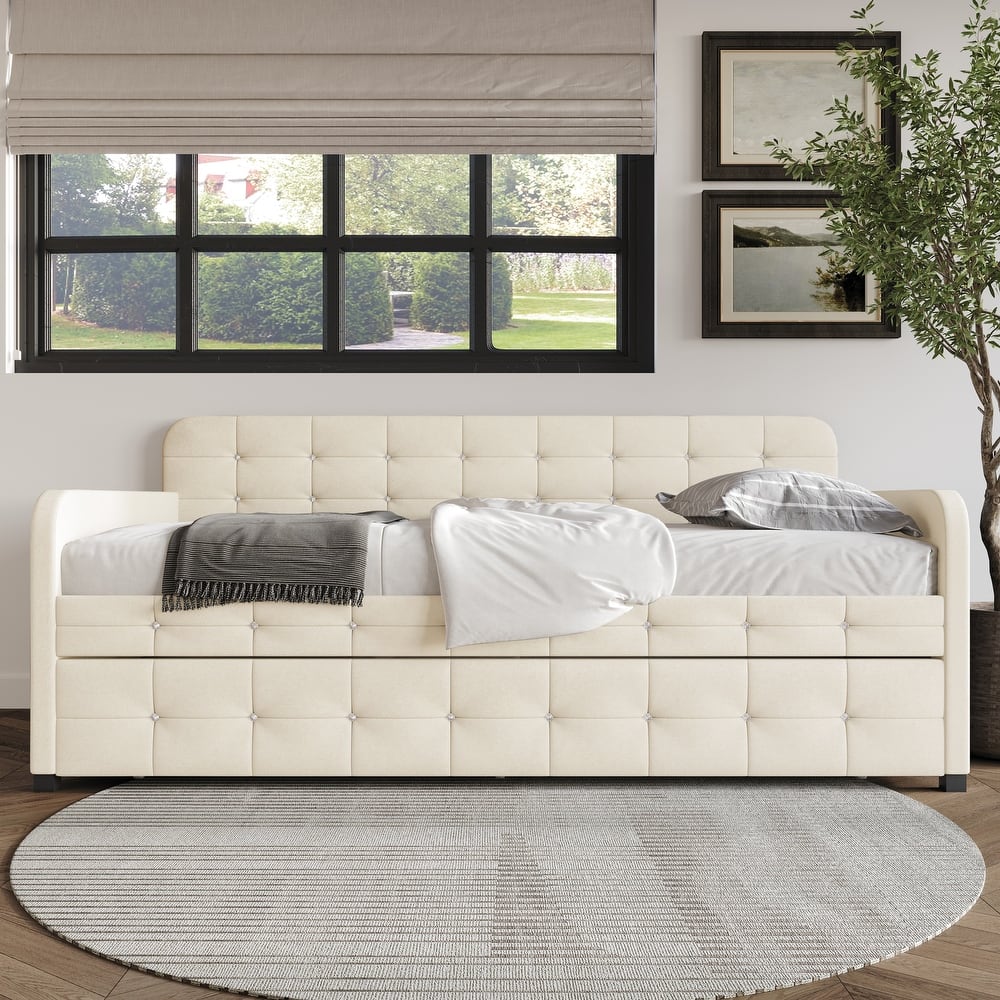 Clayfell Elyria Diamond Button Tufted Velvet Upholstered Daybed