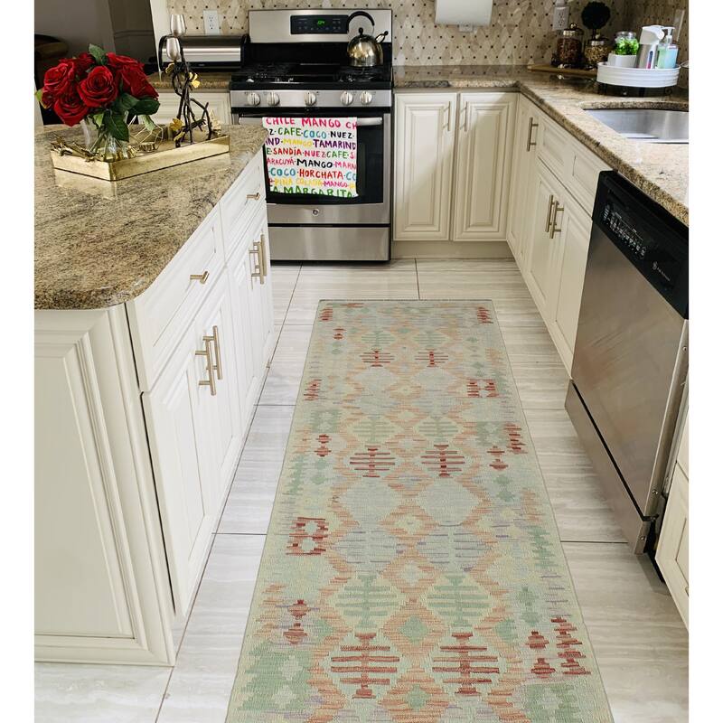 Sun Faded Flatweave Rosetta Rust/Beige Runner - 2'8" x 9'7"