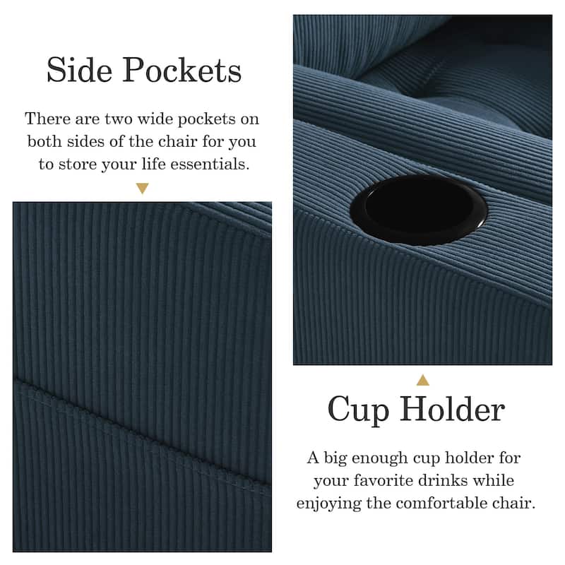 3-in-1 Corduroy Sleeper Sofa Pull-Out Bed Convertible Adjustable Loveseat with USB Port