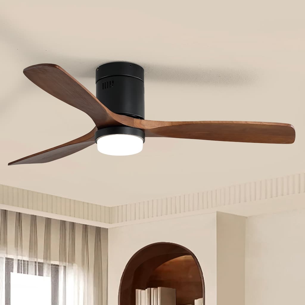 Sofucor 52"Solid Wood Modern,Farmhouse Indoor Ceiling Fan Chandelier with Remote,Adjustable light,Smart Optional