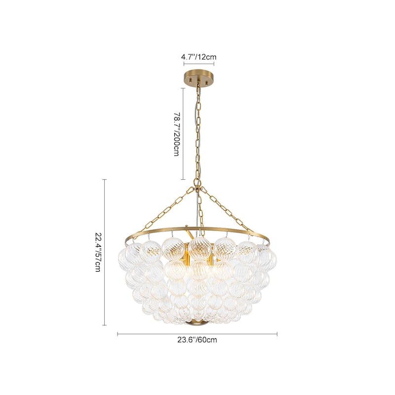 Modern Glam Bowl Twisted Glass Cluster Bubble Chandelier