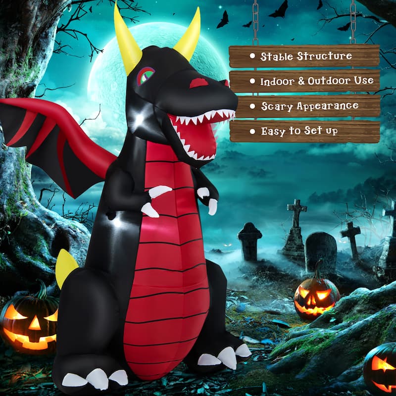 Costway 8 FT Halloween Inflatable Fire Dragon Giant Blow up Decoration - See Details