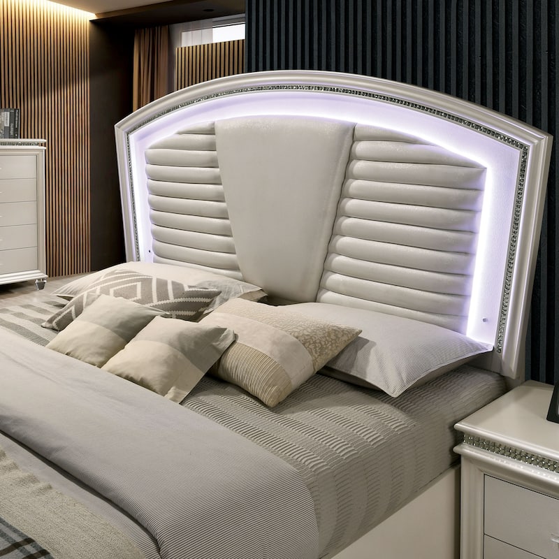 Xian Glam White Solid Wood 2-Piece Platform Bedroom Set with LED by Furniture of America