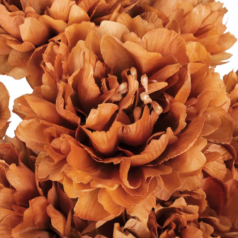 Set of 2 Brown Cafe Artificial Lush Hybrid Peony Flower Stem Bush Bouquet 17in - 17" L x 10" W x 10" DP