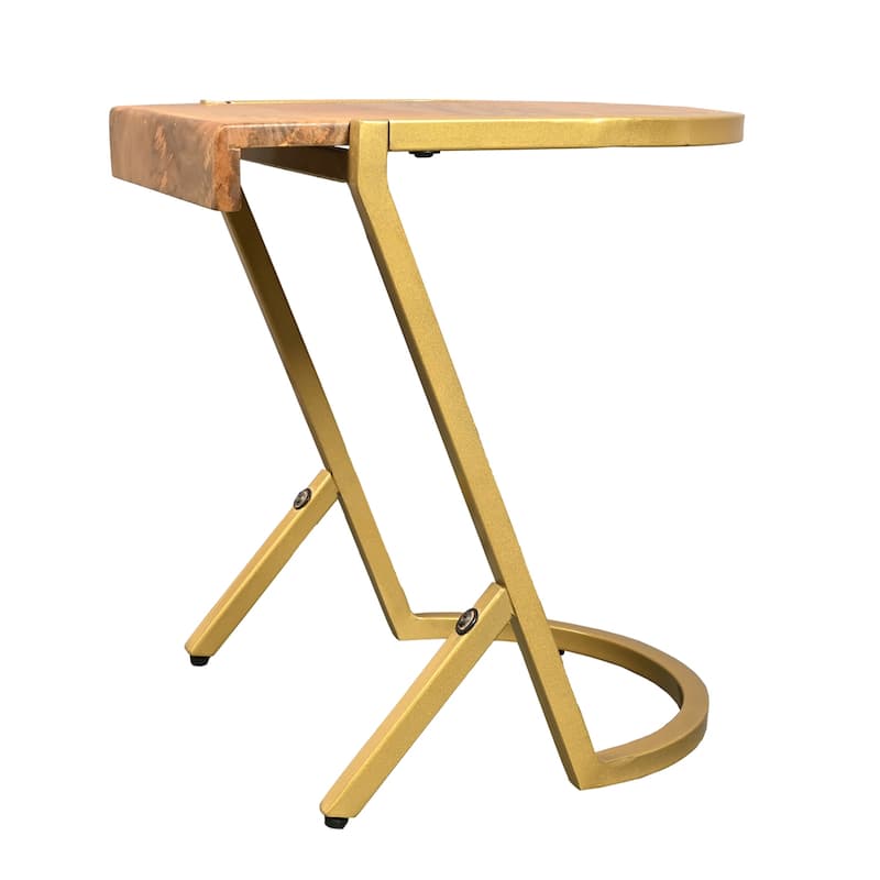 15 in. Gold Rectangle Wood End Table with Angled Legs