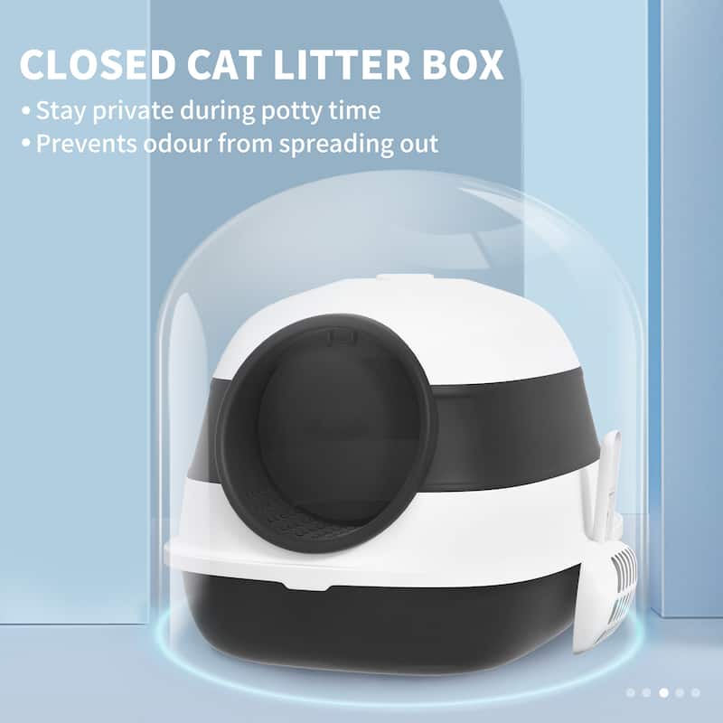 Anmytek Large Covered Cat Litter Box High Sides Two Way Entrance Foldable Easy Clean With Air Freshener