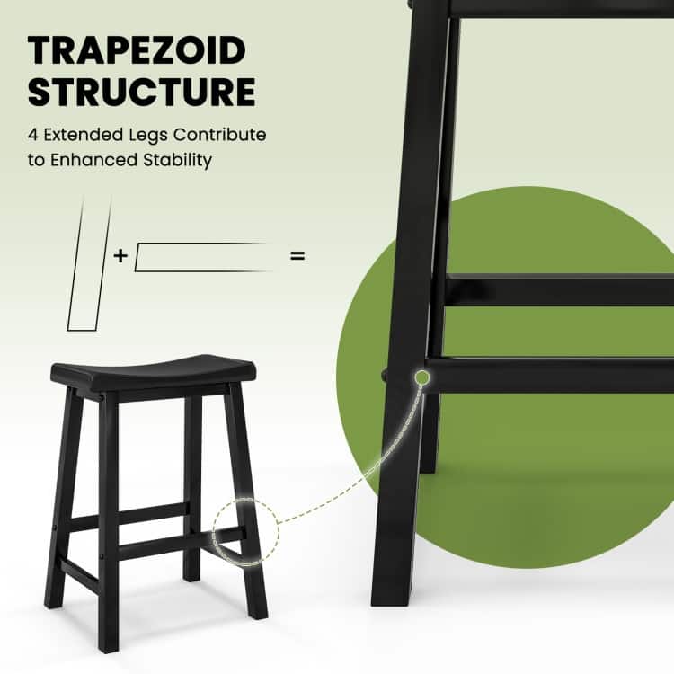 Set of 2 Classic 24 Inch Backless Counter Height Stools for Kitchens - 18" x 14" x 24" (L x W x H)
