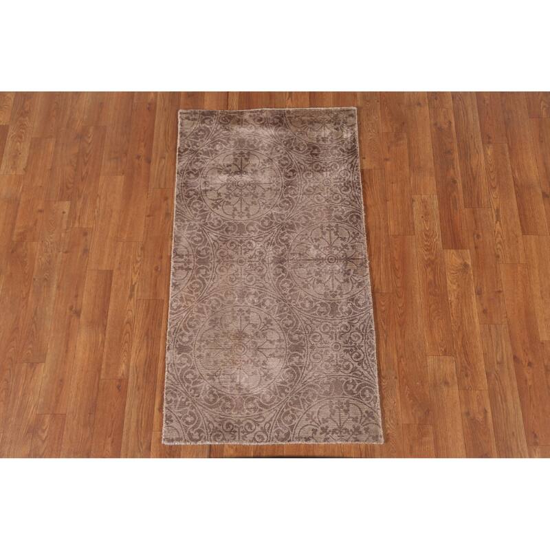All-Over Geometric Modern Indian Accent Rug Handmade Wool Carpet - 2'0"x 3'9"