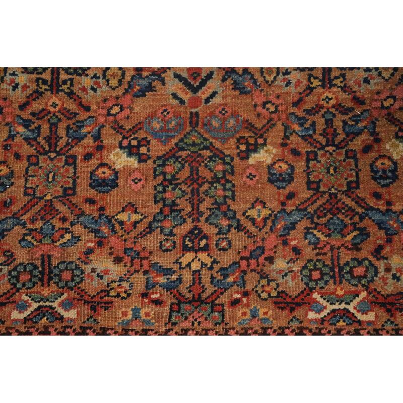Hand Knotted Oriental 100% Wool Carpet Traditional Floral Brown Heriz Area Rug - 16' 9'' X 7' 9''