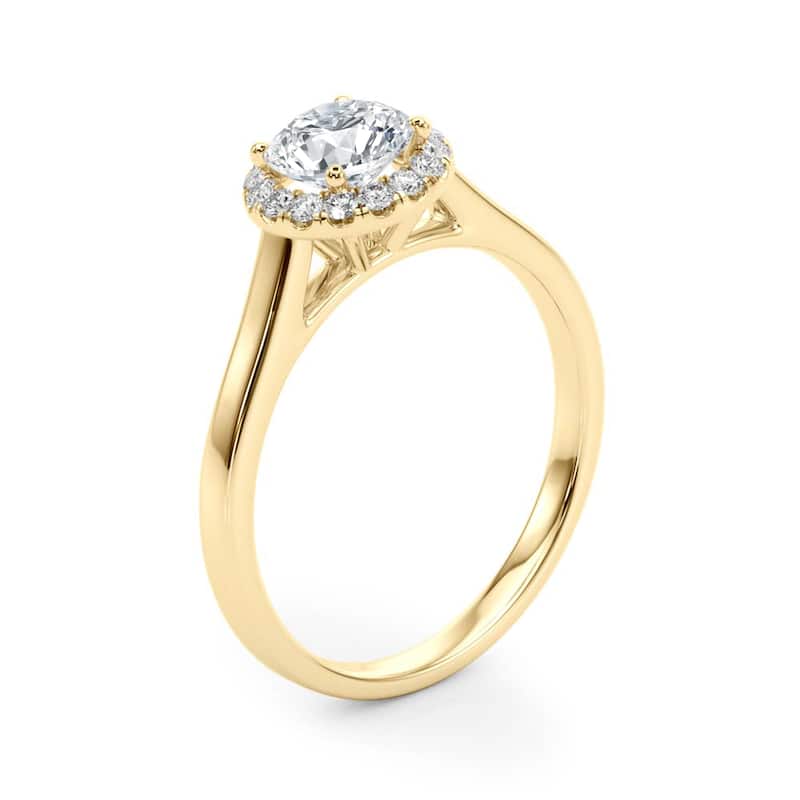 Auriya 14k-Yellow Gold Lab Grown Round Diamond Halo Engagement Ring 0.50 to 5.00 ct. tw. (F-G VS)