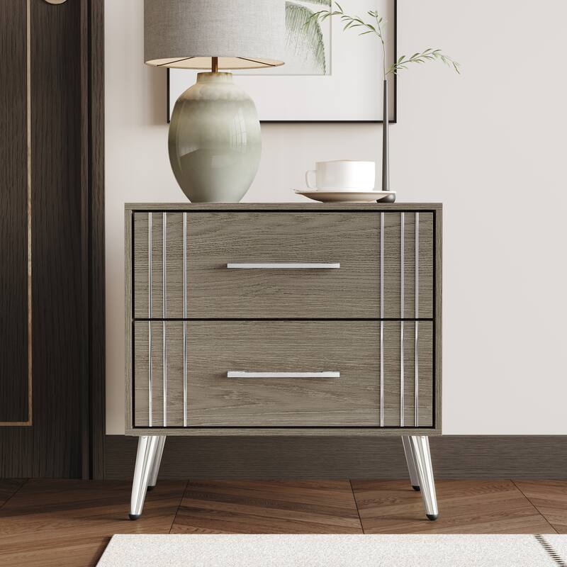 Clayfell Carbajal 2 Drawer Nightstand - Grey
