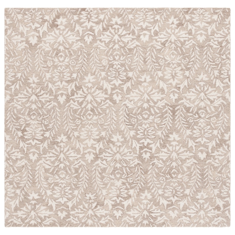 SAFAVIEH Handmade Ebony Lelioara Modern & Contemporary Wool Rug - 6' Square - Beige/Ivory
