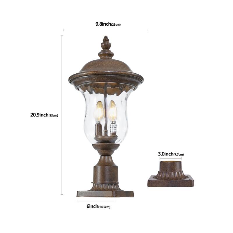 21" Waterproof Garden Patio Lantern with Clear Glass Shade, Classic Bronze Finish, for Yard, Porch, Walkway, Driveway Lighting