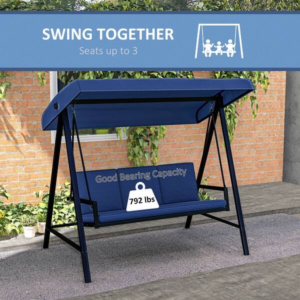 Buy GYUTEI 3-Seat Outdoor Patio Swing Chair,Porch Swing Chair With Adjustable Backrest And Canopy Outdoor Porch Swing Glider Chair W Cushions Pillows And Cup Holders For Porch Backyard Khaki