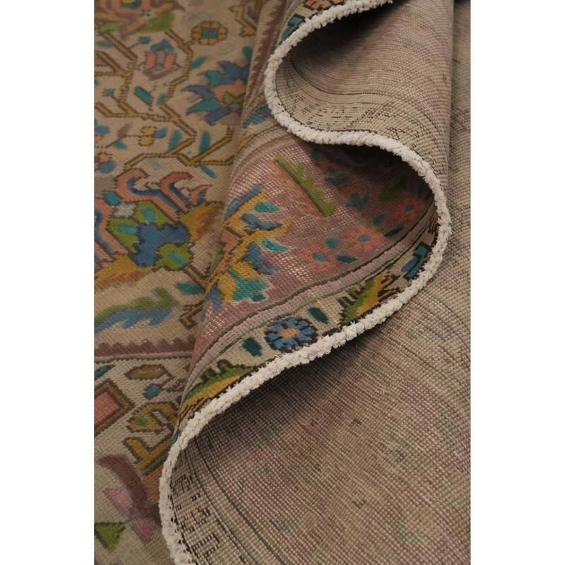 Hand Knotted Oriental 100% Wool Carpet Traditional Floral Brown Tabriz Area Rug - 12' 6'' X 9' 3''